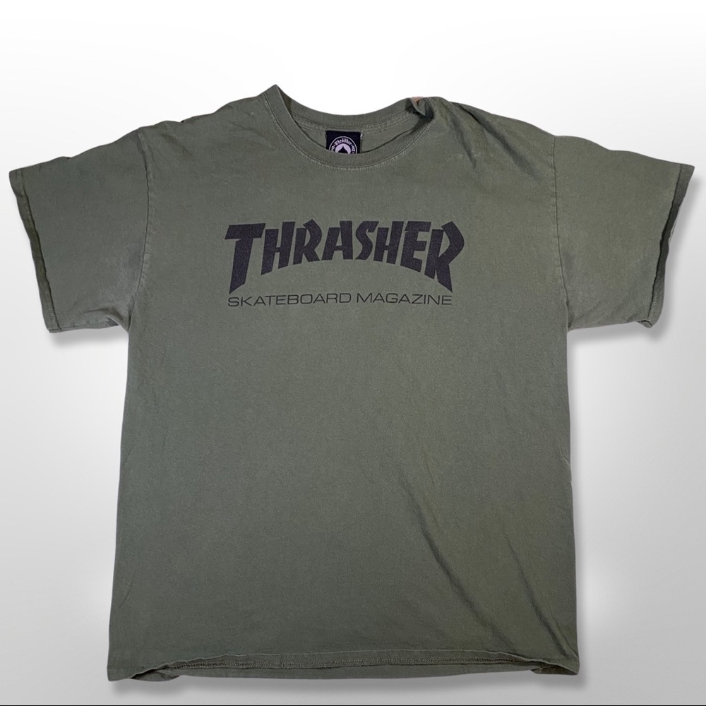 thrasher skater tee olive green